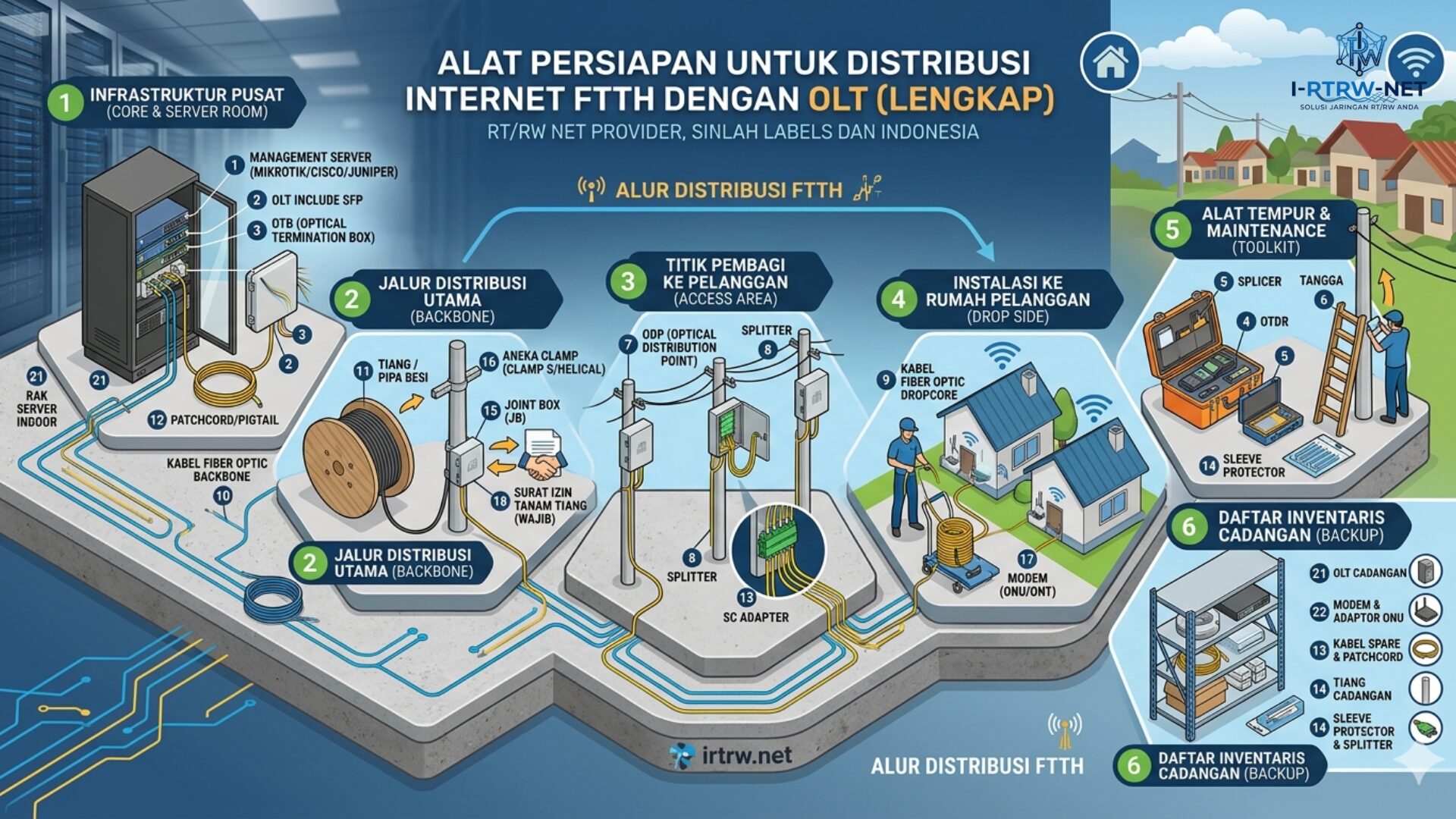 21 Alat Persiapan Untuk Distribusi Internet FTTH Bagi RT RW Net