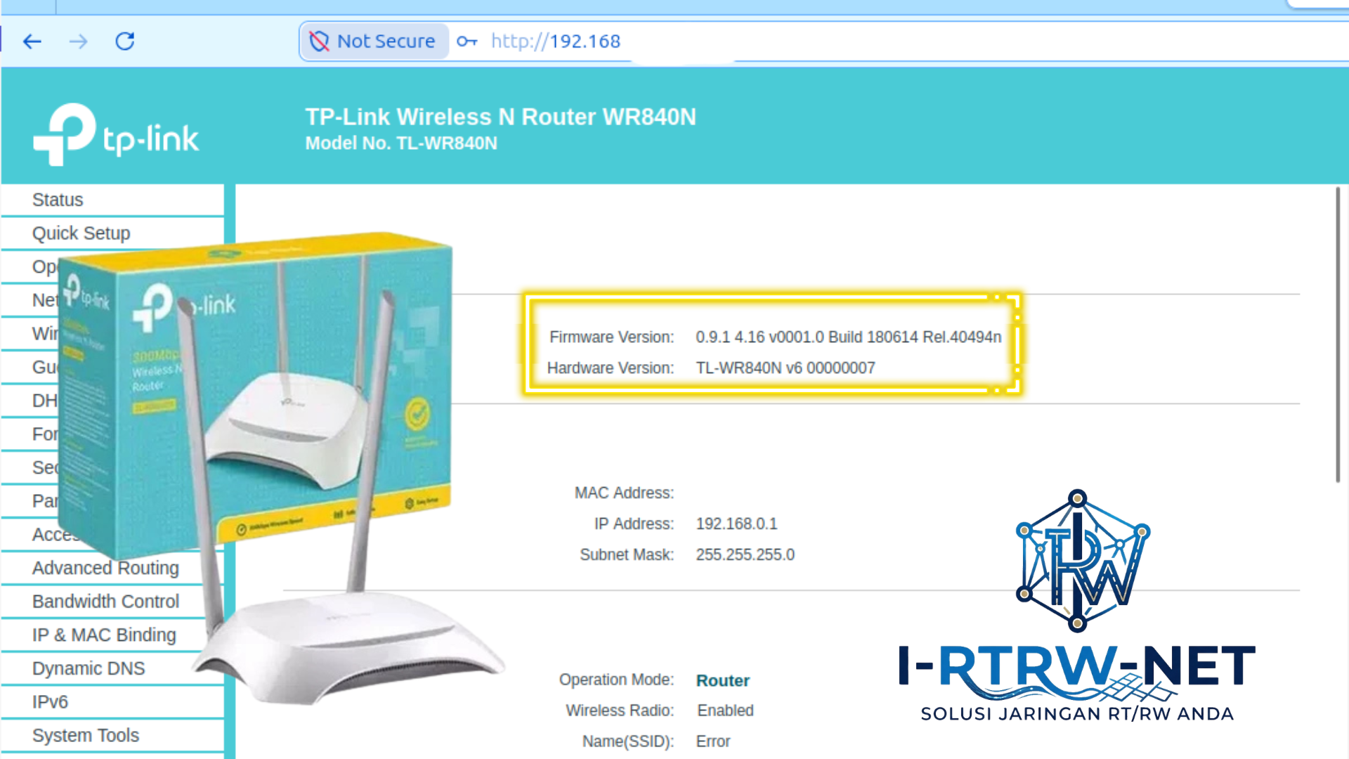Firmware Downgrade TP-Link TL-WR840N V0.9.1.4.16