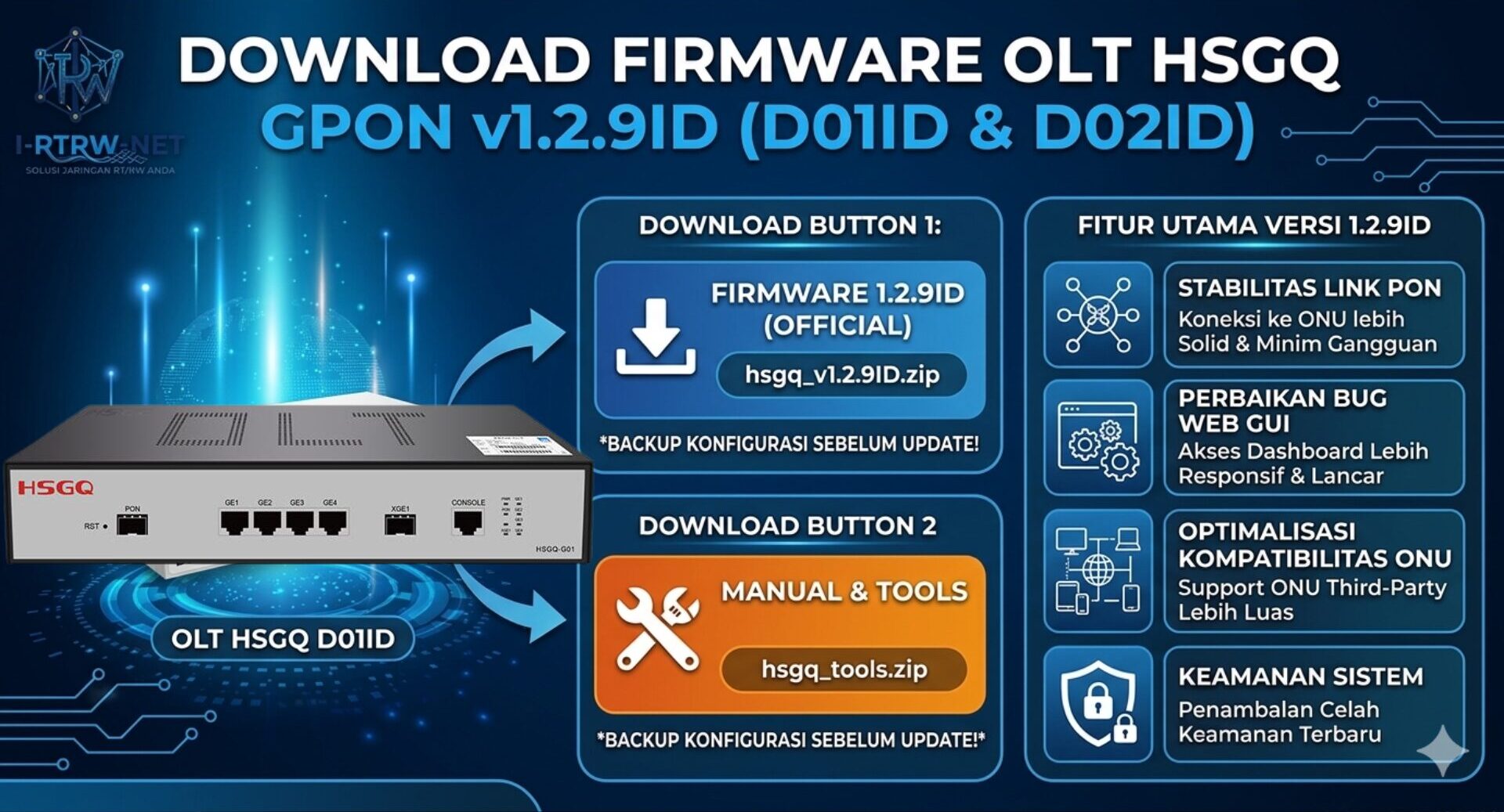 Firmware OLT HSGQ GPON D01ID & D02ID Versi 1.2.9ID