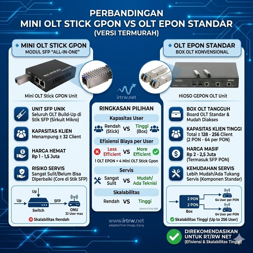 Perbandingan Mini OLT Stick GPON vs OLT EPON
