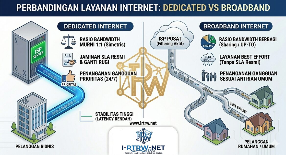 Perbandingan Paket Internet Dedicated vs Broadband