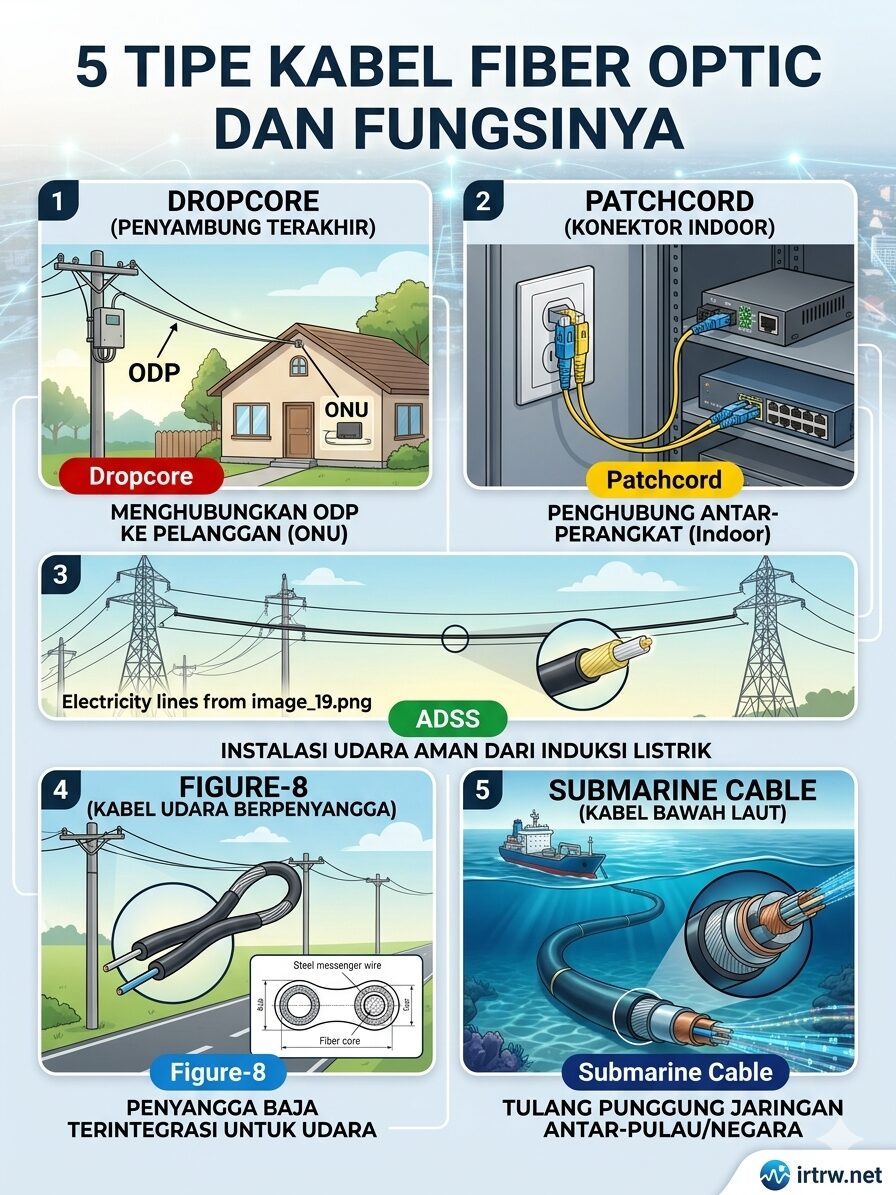 5 Tipe Kabel Fiber Optik dan Fungsinya