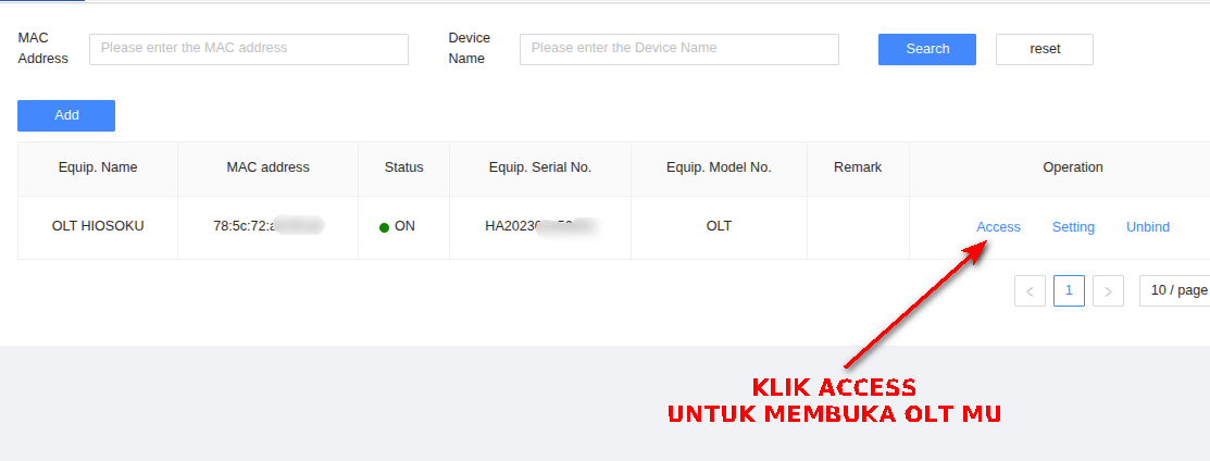 setting remote olt dari mana saja